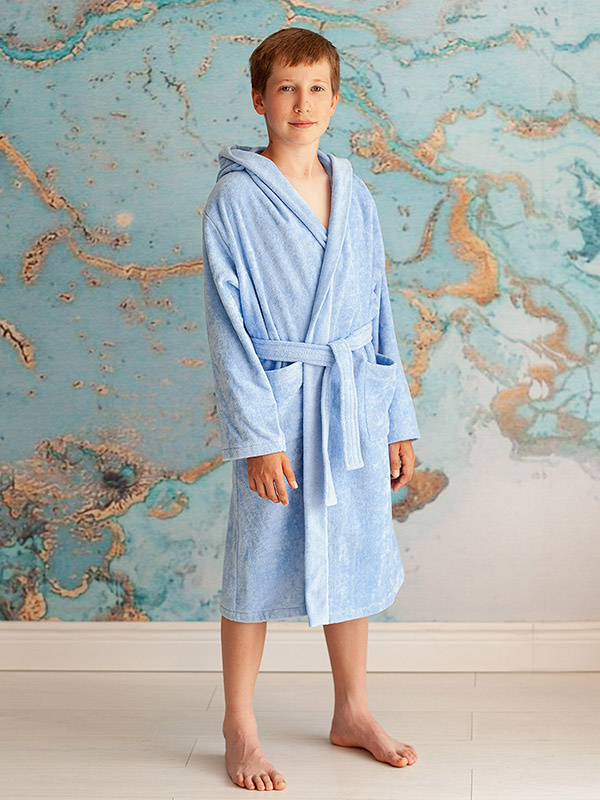 Детский махровый халат для мальчика, голубой фото 2