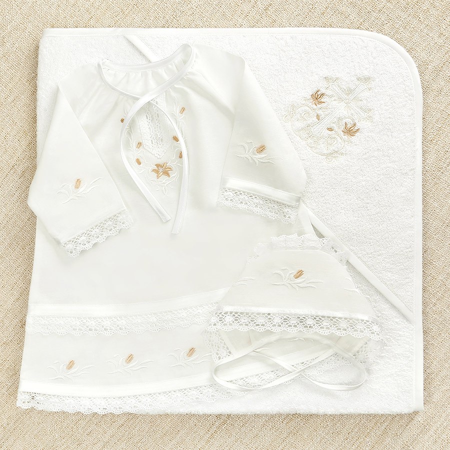 Крестильный набор для девочки "Лилия" с полотенцем фото 5