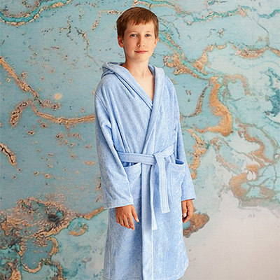 Детский махровый халат для мальчика, голубой - миниатюра фотографии товара в каталоге ЛиноБамбино