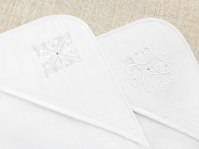 Махровое крестильное полотенце с уголком Белый крест фото 3