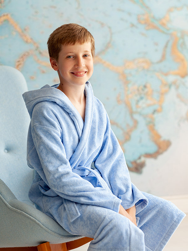 Детский махровый халат для мальчика, голубой фото 1