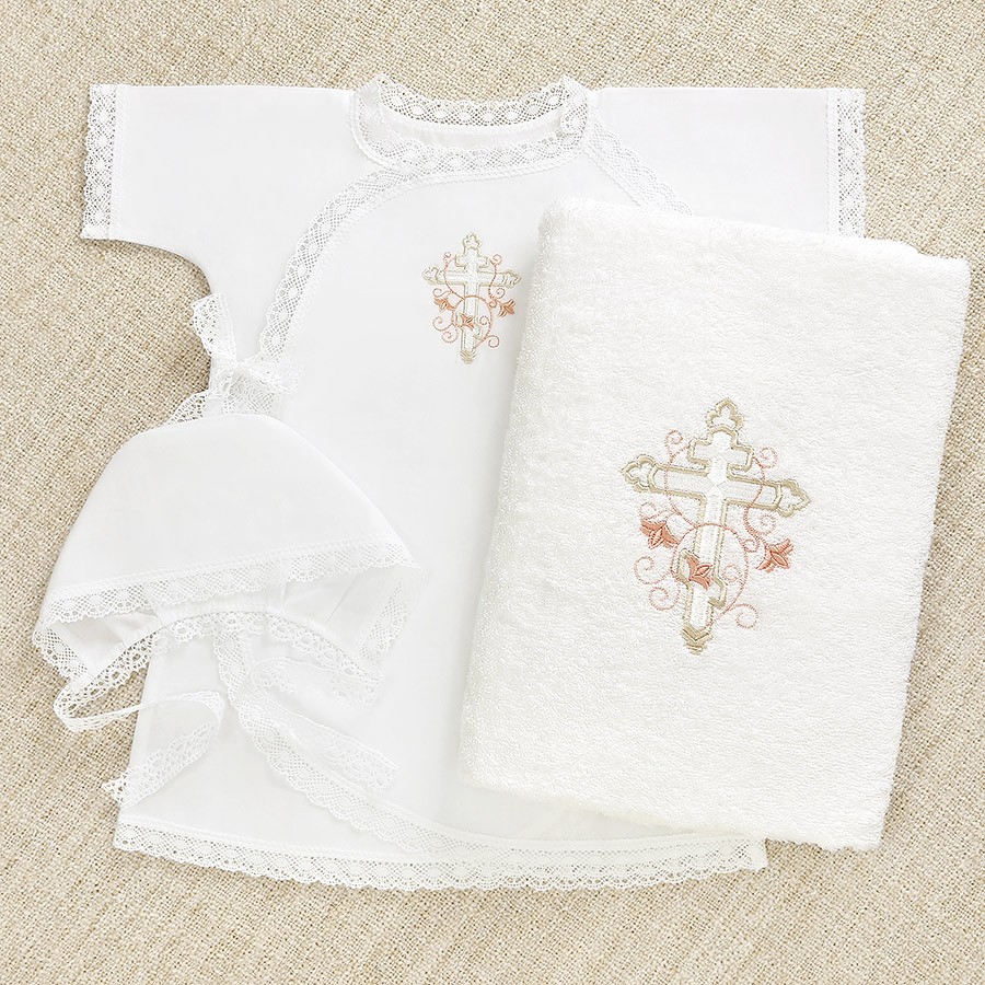 Крестильный набор для девочки "Анна" с полотенцем фото 1