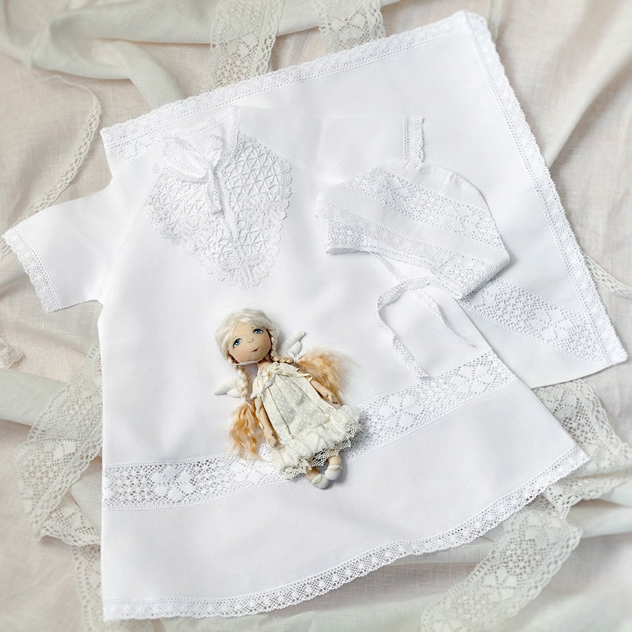 Фото товара "Крестильный комплект "Мария" для девочки с пеленкой" при наведении