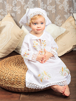 Крестильная сорочка "Василиса" для девочки - миниатюра фотографии товара в каталоге ЛиноБамбино