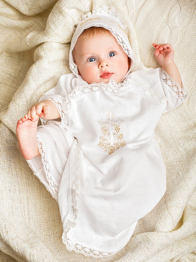 Детский крестильный набор "Золотая лоза" с полотенцем фото 8