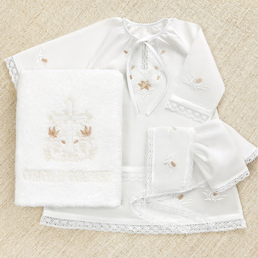 Крестильный набор для девочки "Лилия" с полотенцем фото 3