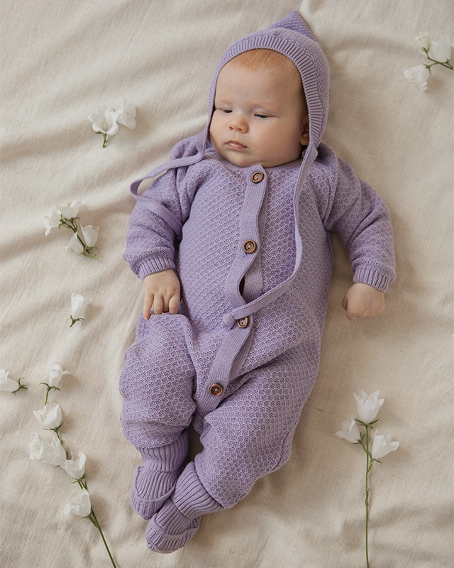 Вязаный текстурный комбинезон Лиловый фото 3