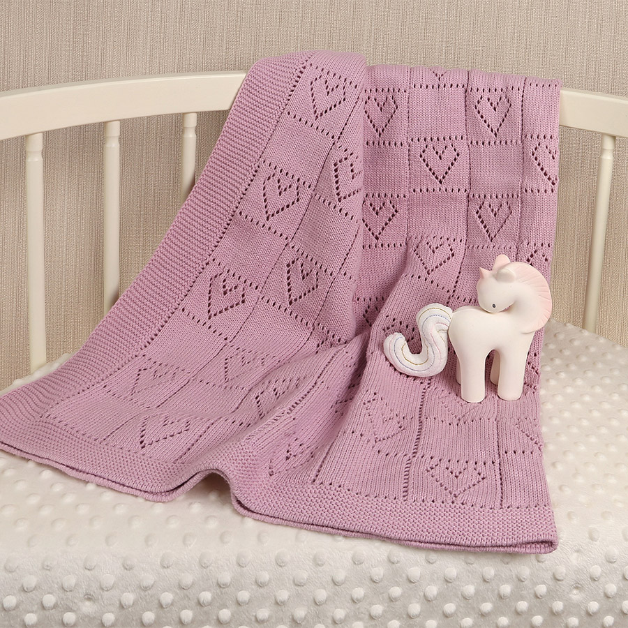 Детский плед "Сердечки" темная пудра фото 2
