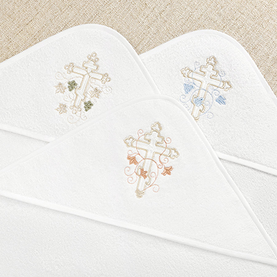 Полотенце для крещения с уголком "Обвитый крест" - миниатюра фотографии товара в каталоге ЛиноБамбино