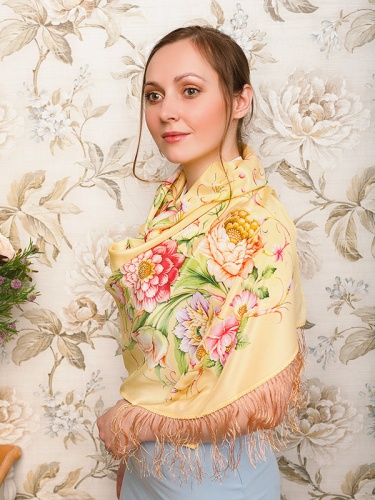 Шелковый шарф "Полонез" желтый - фото из магазина ЛиноБамбино