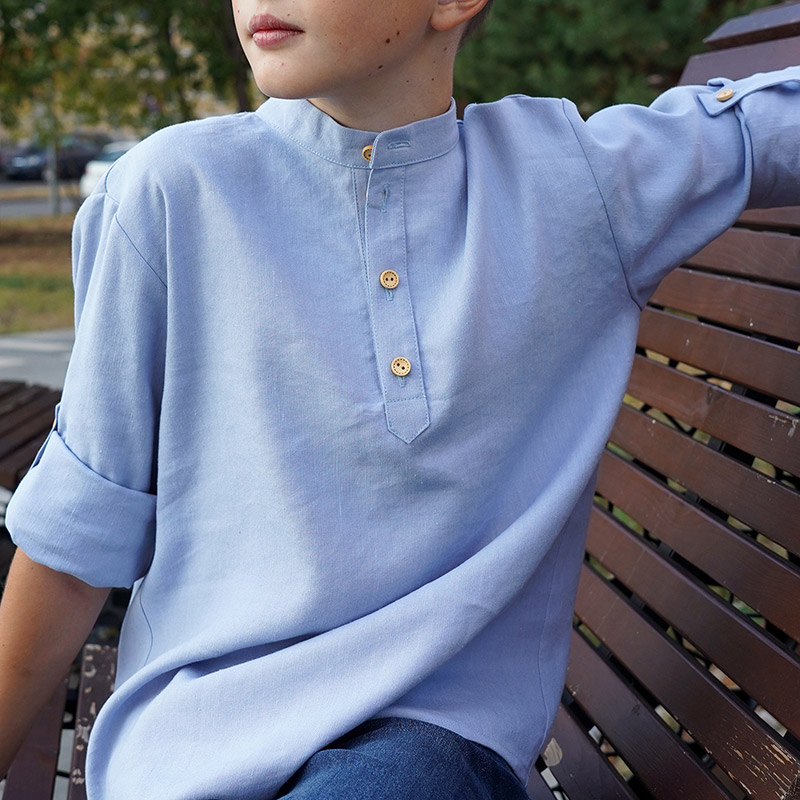 Рубашка для мальчика лен перванш фото 10