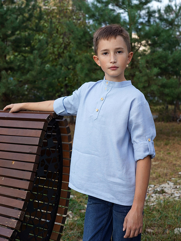 Рубашка для мальчика лен перванш фото 8