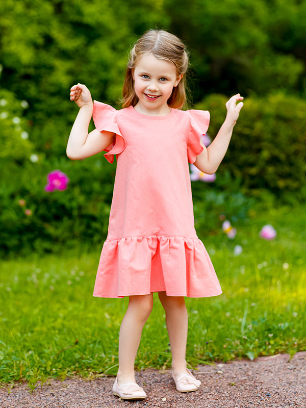 Платье Нимфа лосось лён фото 1