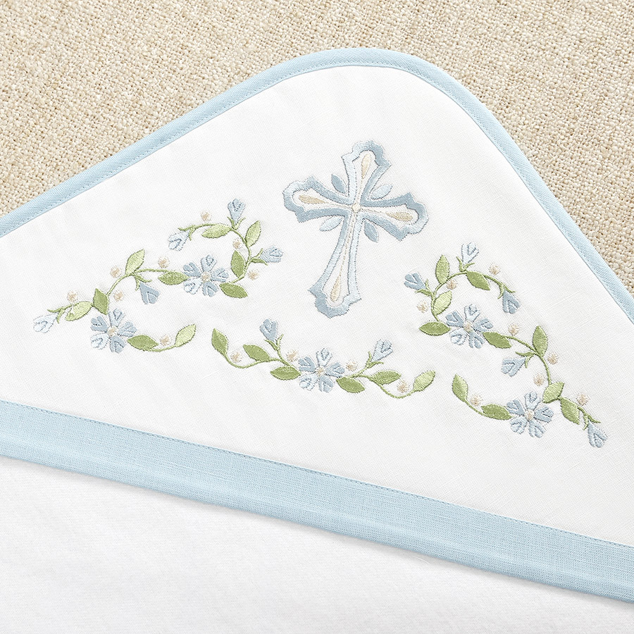 Тёплая крыжма с уголком для крещения "Василек" фото 1