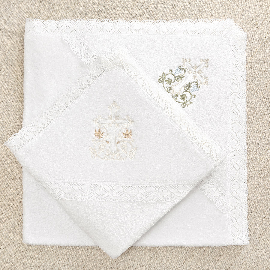 Махровое крестильное полотенце "Процветший крест" фото 1