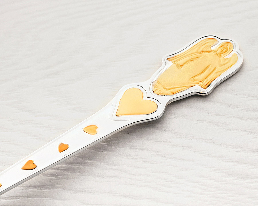 Серебряная ложка с позолотой "Ангел" фото 4