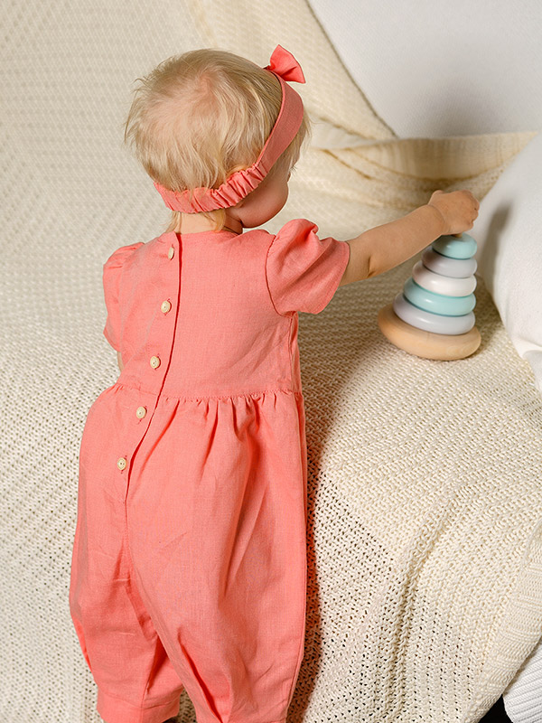 Льняной комбинезон Безе лосось фото 3