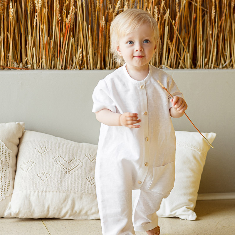 Льняной комбинезон Ветерок белый фото 3