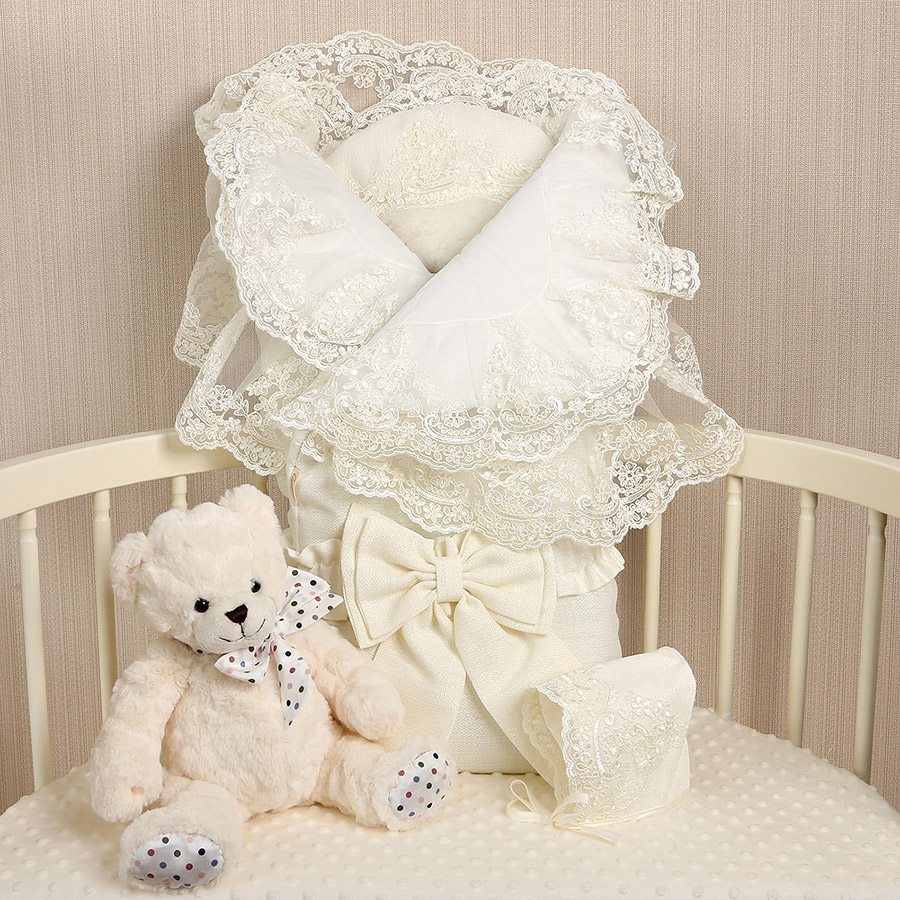 Комплект на выписку девочки "Люрекс" молочный фото 9