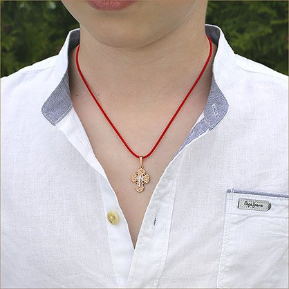 Фото товара "Золотой крестик 12022АКВ" при наведении