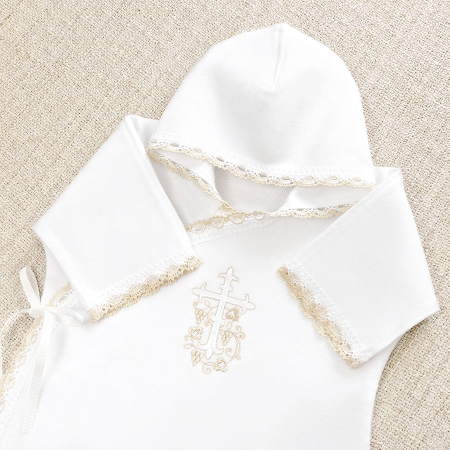 Крестильный комплект унисекс "Бежевый лучик" с пеленкой фото 5