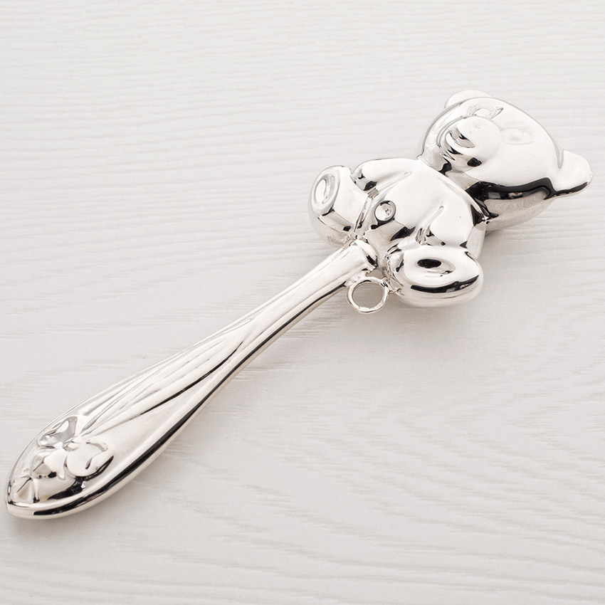 Серебряная погремушка "Мишка" фото 2