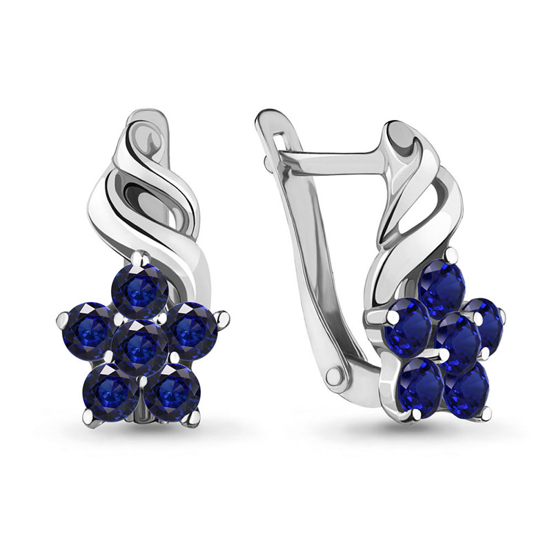 Серьги 45366Б, синии фианиты, детские фото 1