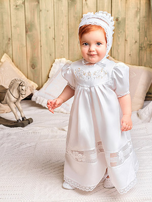 Крестильное платье "Ксения" для девочки - миниатюра фотографии товара в каталоге ЛиноБамбино