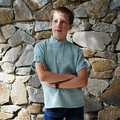 Рубашка для мальчика муслин полынь