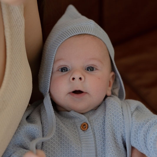 Вязаный текстурный комбинезон Небесный фото 2