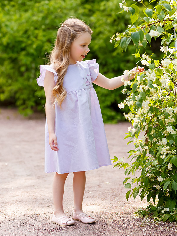 Платье Котенок лавандовое лён фото 2