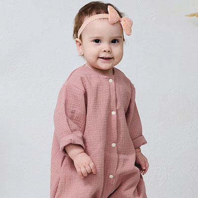 Детский летний комбинезон из муслина Токио тёмная пудра - миниатюра фотографии товара в каталоге ЛиноБамбино