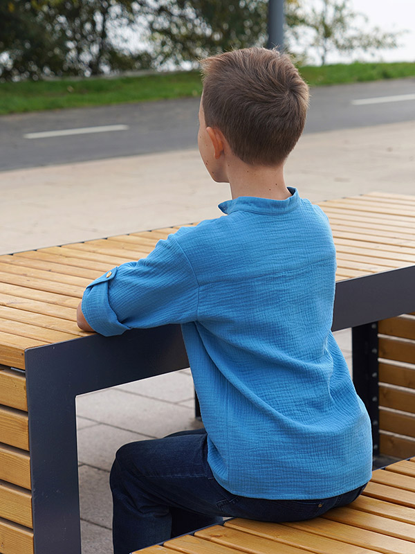 Рубашка для мальчика муслин лазурь фото 12