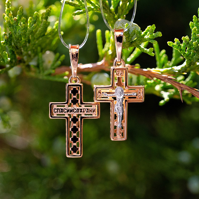 Золотой крестик 14879АКВ фото 3