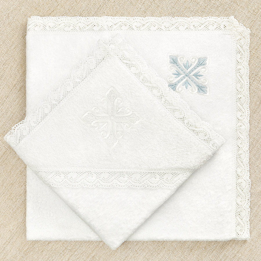 Кружевное полотенце для крещения "Лучистый крест" фото 3