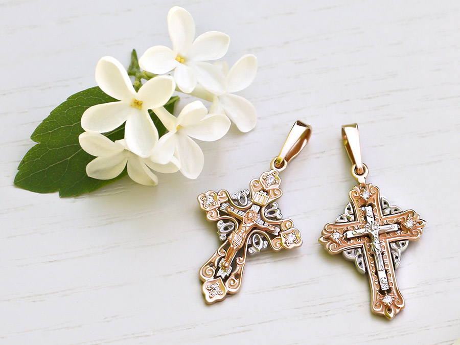 Золотой крестик 20798АКВ женский фото 4