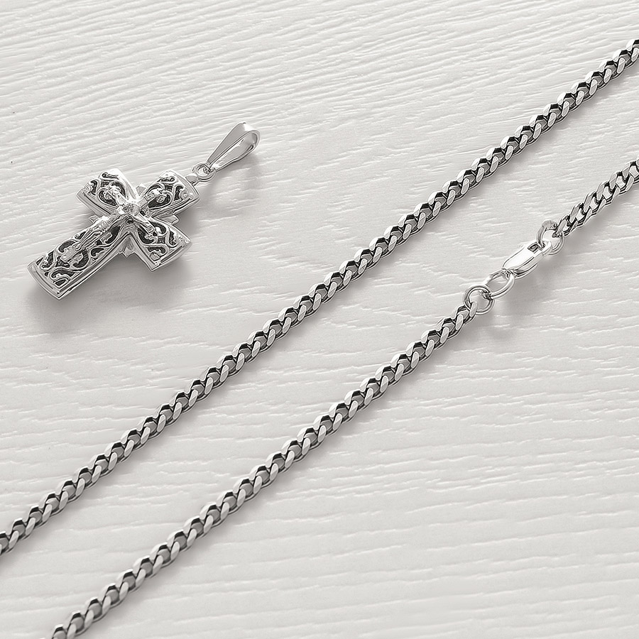 Серебряная цепочка ПГ 0,8 черненая фото 2