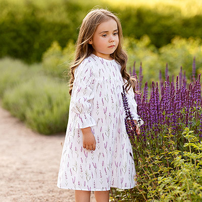 Платье Веточки лаванда муслин - миниатюра фотографии товара в каталоге ЛиноБамбино