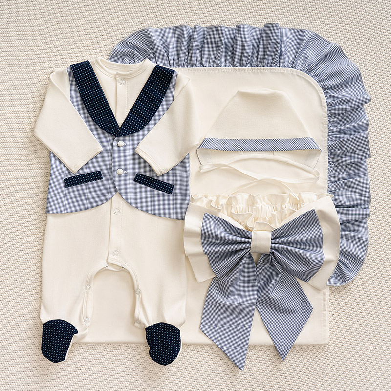 Костюмчик/комплект с уголком Денди клетка фото 1