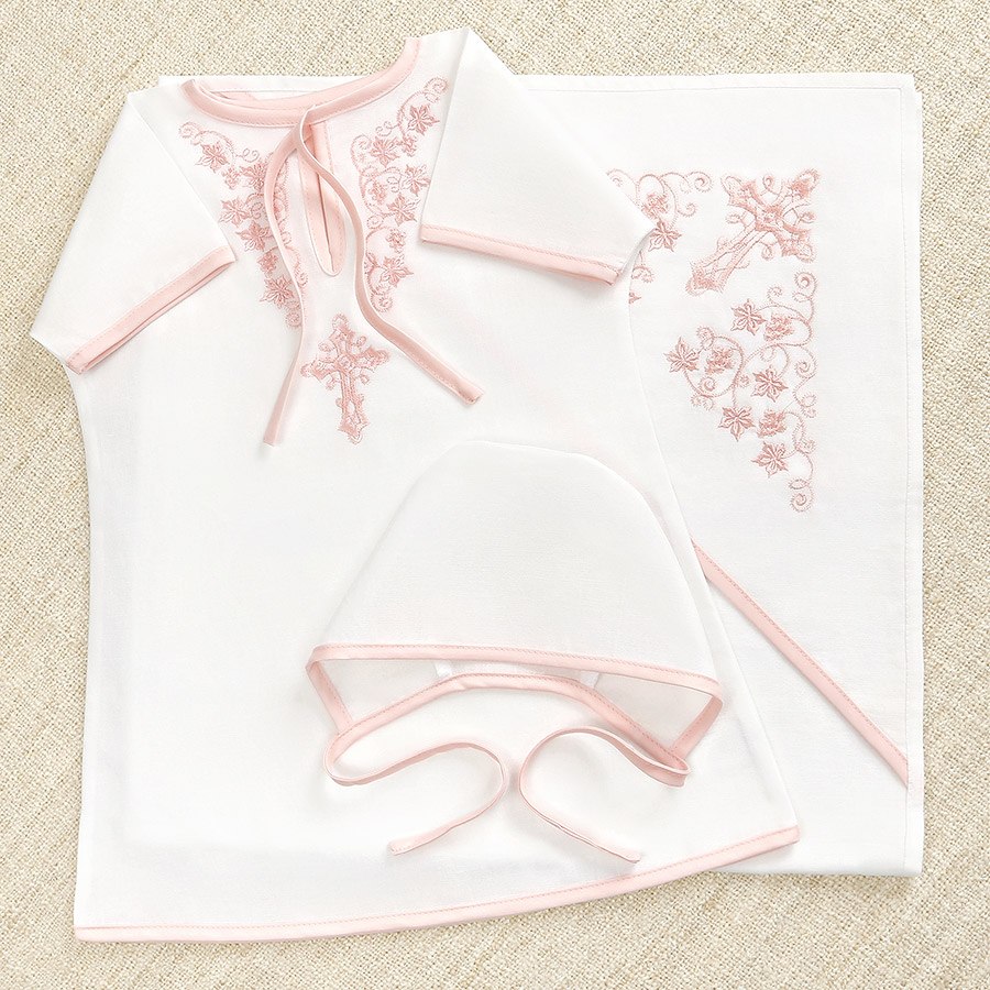 Крестильный комплект "Листики" для ребенка с пеленкой фото 3