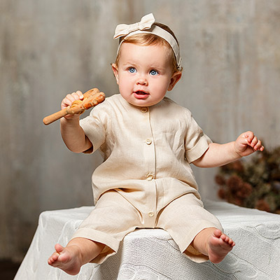 Льняной комбинезон Ветерок сахара - миниатюра фотографии товара в каталоге ЛиноБамбино