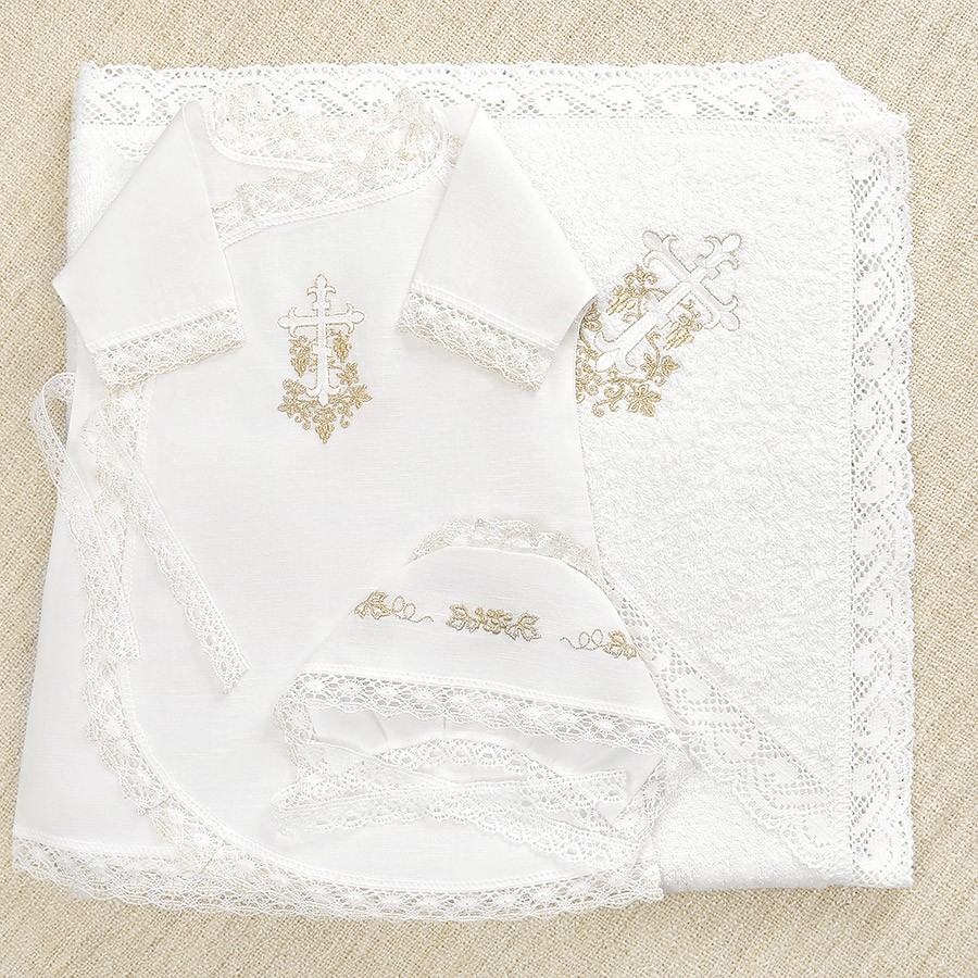 Детский крестильный набор "Золотая лоза" с полотенцем фото 5