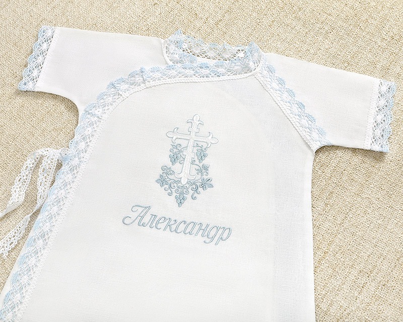 Крестильная рубашка "Голубая лоза" для мальчика фото 3