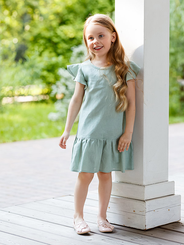 Платье Нимфа полынь лён фото 1