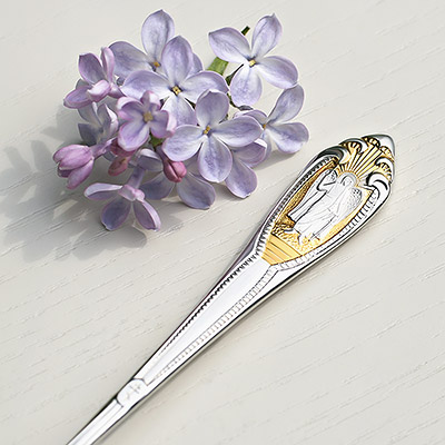 Серебряная ложка с позолотой "Архангел Михаил"