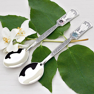 Серебряная ложка "Ангел-хранитель" крестнику/крестнице