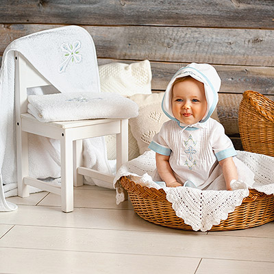 Махровое крестильное полотенце с уголком "Крест с листочками" фото 5