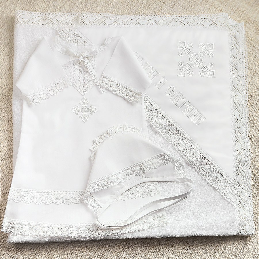 Крестильный набор для ребенка "Классика" с полотенцем фото 3