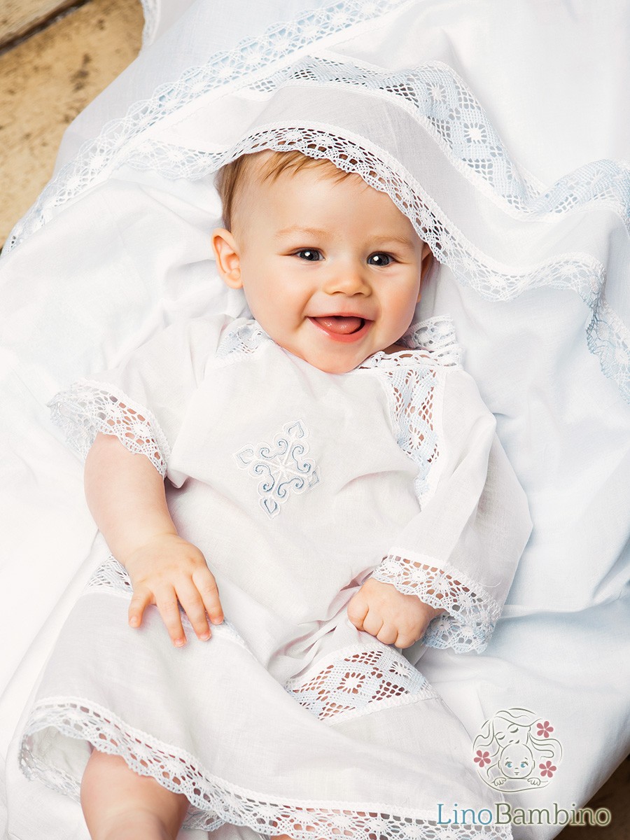 Крестильный комплект "Александр" для мальчика с пеленкой фото 1