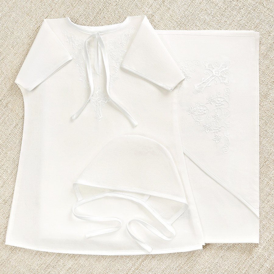 Крестильный комплект "Листики" для ребенка с пеленкой фото 1